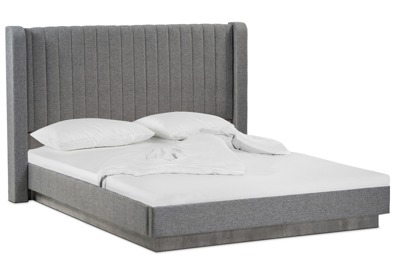 Кровать, Tulip 160х200 с ПМ метрополитан грей / белая матовая