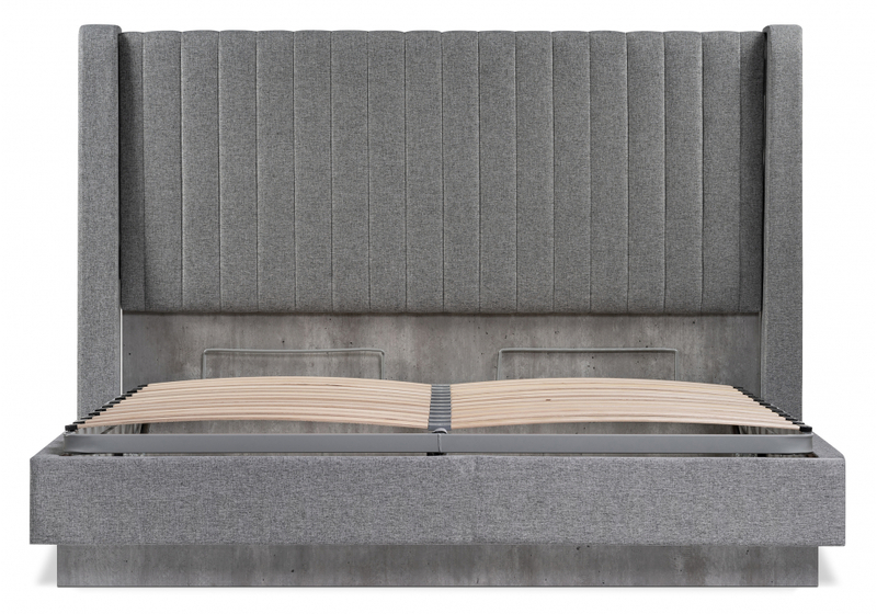 Кровать, Tulip 160х200 с ПМ метрополитан грей / белая матовая