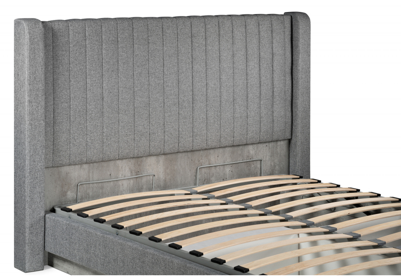 Кровать, Tulip 160х200 с ПМ метрополитан грей / белая матовая