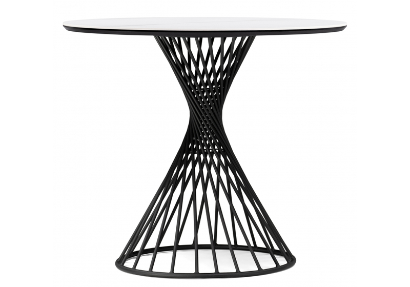 Керамический стол, Вивиен 90x90x75 белый мрамор snow white / черный