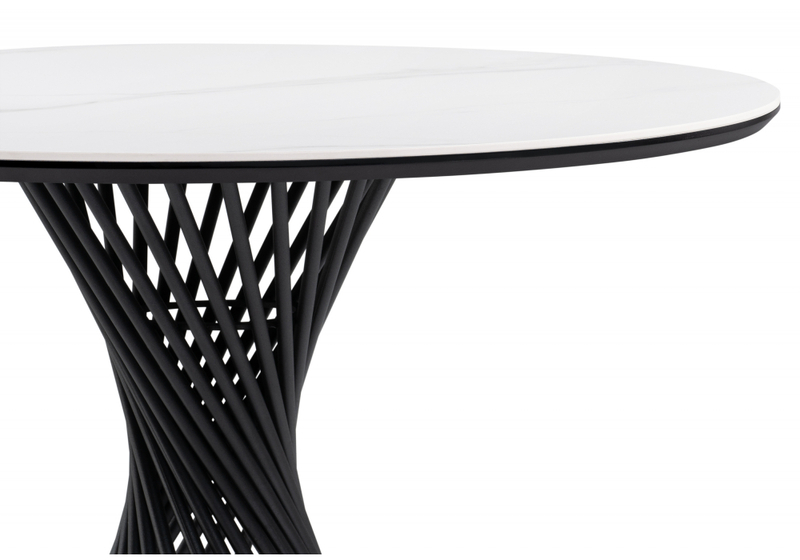 Керамический стол, Вивиен 90x90x75 белый мрамор snow white / черный