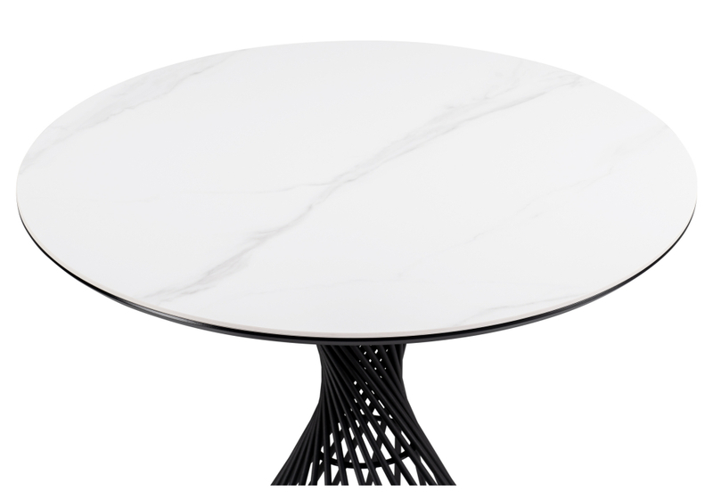 Керамический стол, Вивиен 90x90x75 белый мрамор snow white / черный