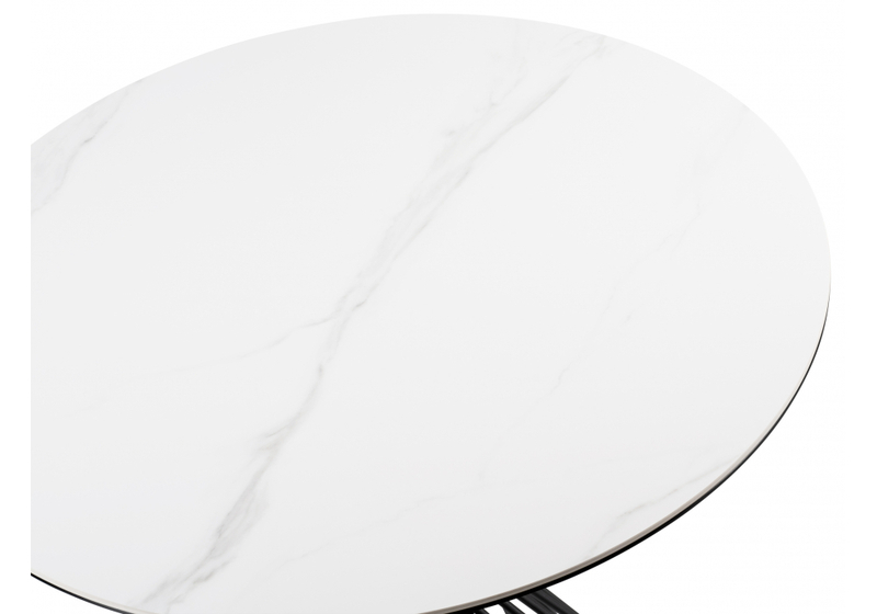 Керамический стол, Вивиен 90x90x75 белый мрамор snow white / черный