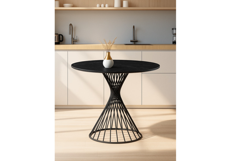 Керамический стол, Вивиен 90х90х75 черный мрамор shakespeare black / черный