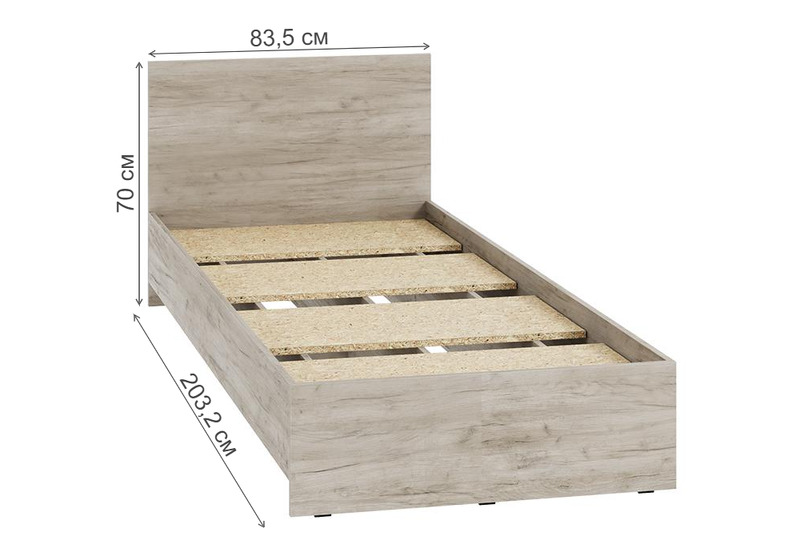 Кровать, Адайн КР-080 80х200 дуб крафт серый / дуб крафт серый