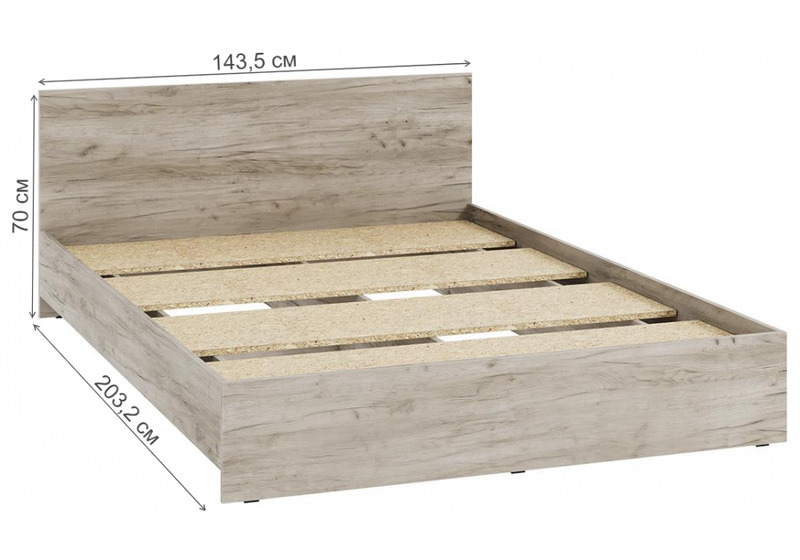 Кровать, Адайн КР-140 140х200 дуб крафт серый / дуб крафт серый