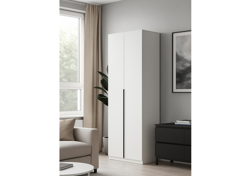 Шкаф, Даиго двухстворчатый белый текстурный