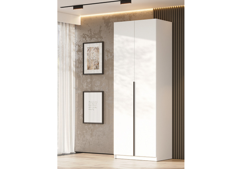 Шкаф, Даиго двухстворчатый белый текстурный