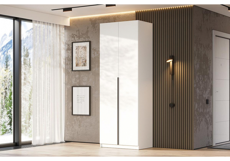 Шкаф, Даиго двухстворчатый белый текстурный