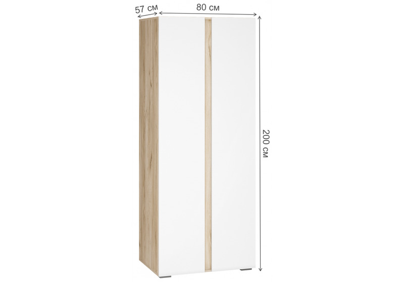 Шкаф, Алетра ШК-800 дуб крафт серый / глянец белый