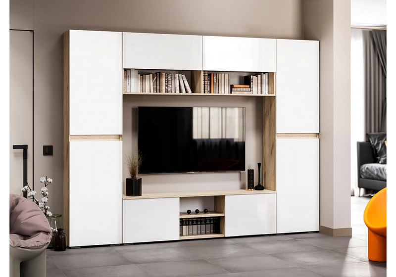 Шкаф, Алетра П-500 дуб крафт серый / глянец белый