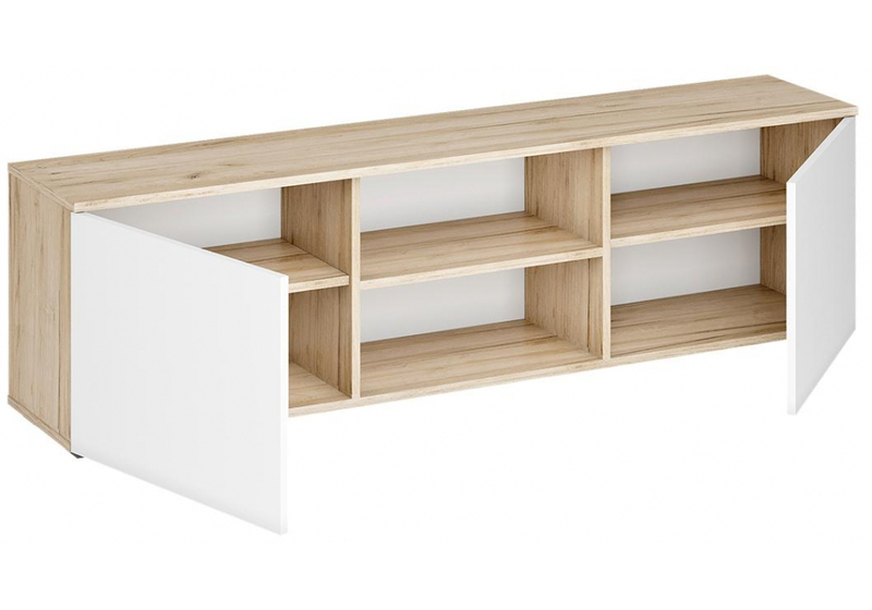 ТВ-тумба, Алетра ТБ01-1600 дуб крафт серый / глянец белый