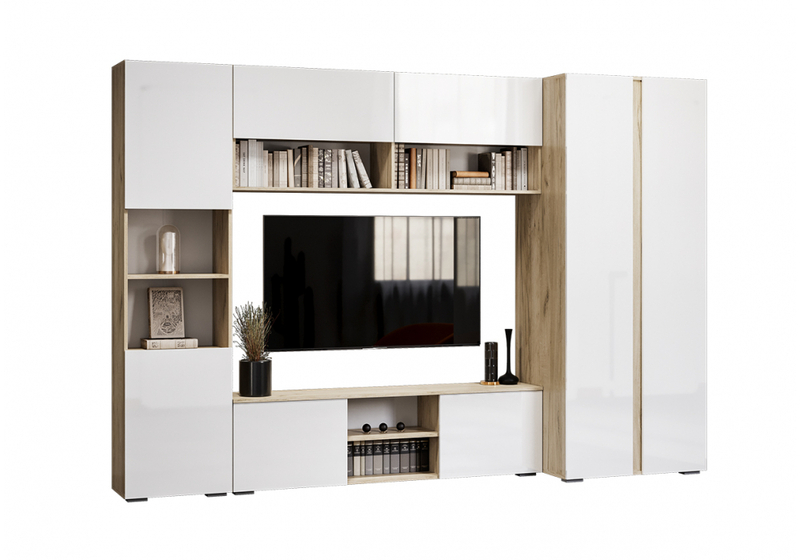 Готовая гостиная, Алетра дуб крафт серый / глянец белый комплектация 1