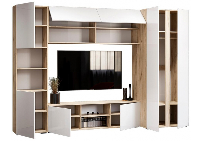 Готовая гостиная, Алетра дуб крафт серый / глянец белый комплектация 1