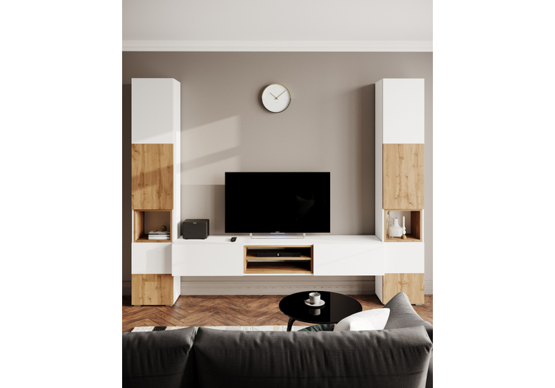 Стеллаж, Лонгфорд белый / дуб вотан