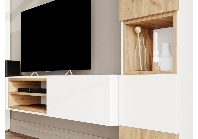 Стеллаж, Лонгфорд белый / дуб вотан