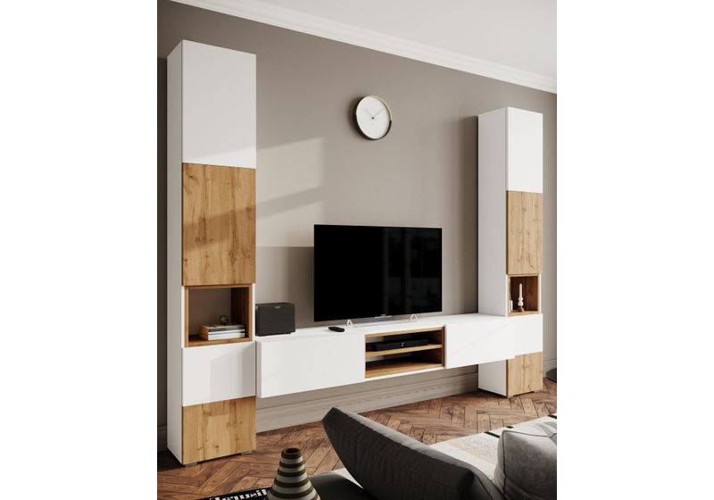 ТВ-тумба, Лонгфорд белый / дуб вотан