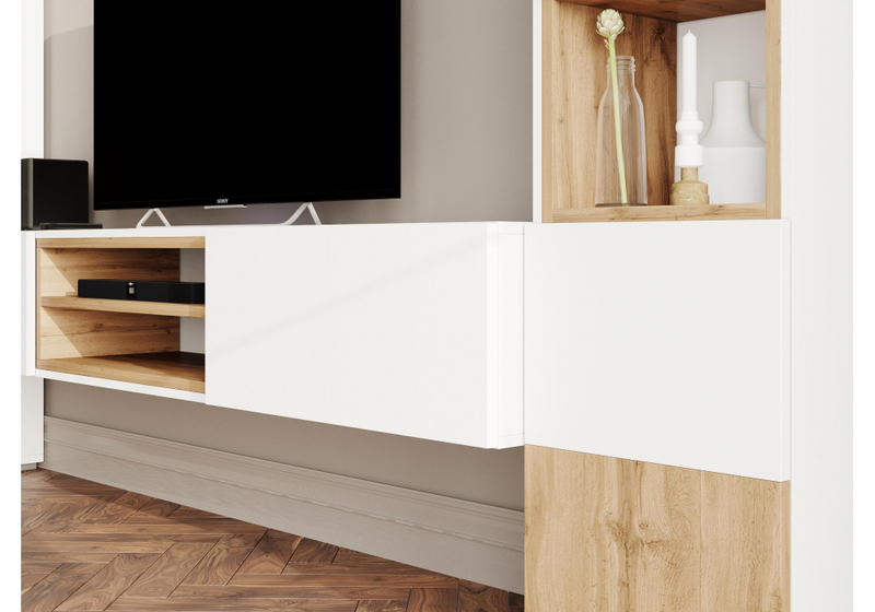 ТВ-тумба, Лонгфорд белый / дуб вотан