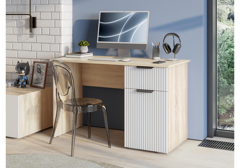 Компьютерный стол, Стокгольм СТП03-1200 дуб сонома / line софт пломбир