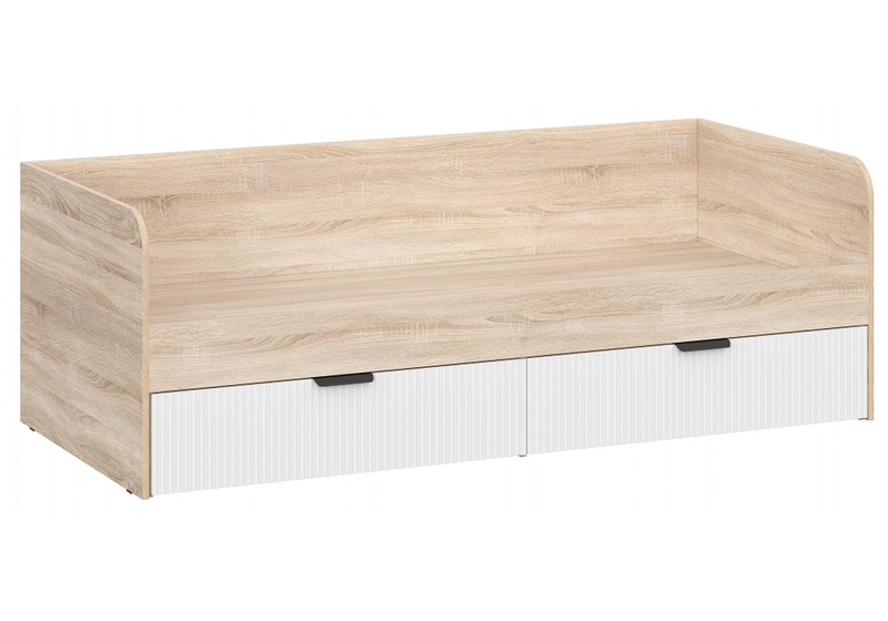 Кровать, Стокгольм КРД03-90 90х200 дуб сонома / line софт пломбир