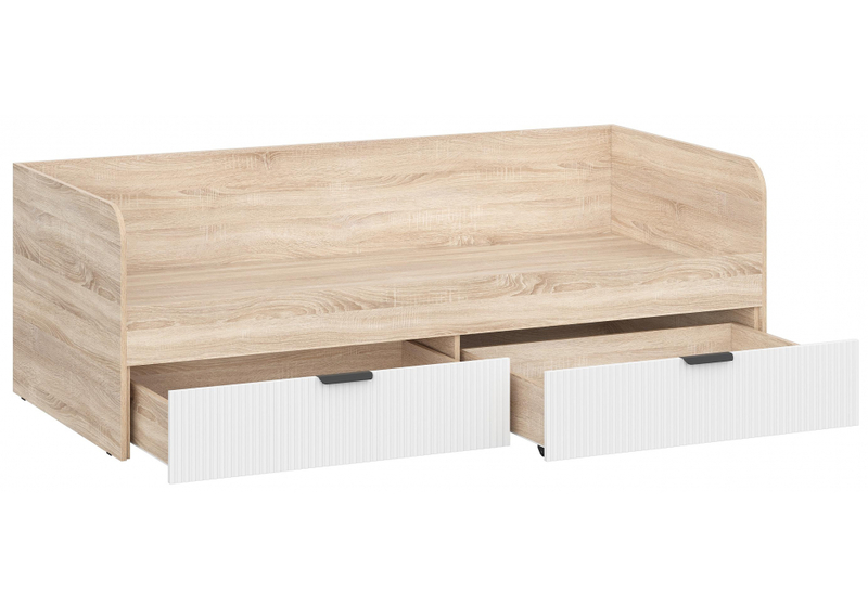 Кровать, Стокгольм КРД03-90 90х200 дуб сонома / line софт пломбир