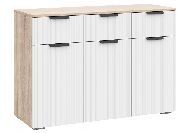 Комод, Стокгольм КМ03-1200 дуб сонома / line софт пломбир