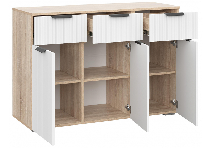 Комод, Стокгольм КМ03-1200 дуб сонома / line софт пломбир