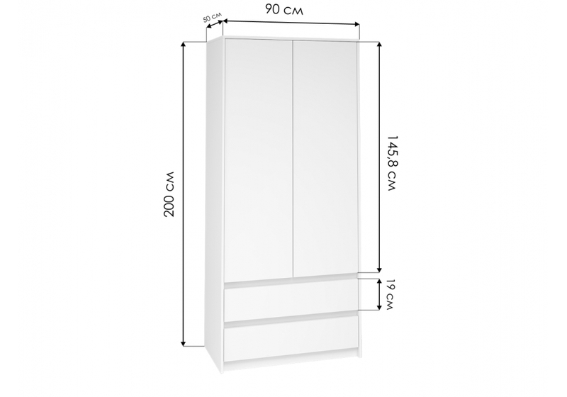 Шкаф, Идена ШК06-900 ЛДСП белое / ЛДСП белое