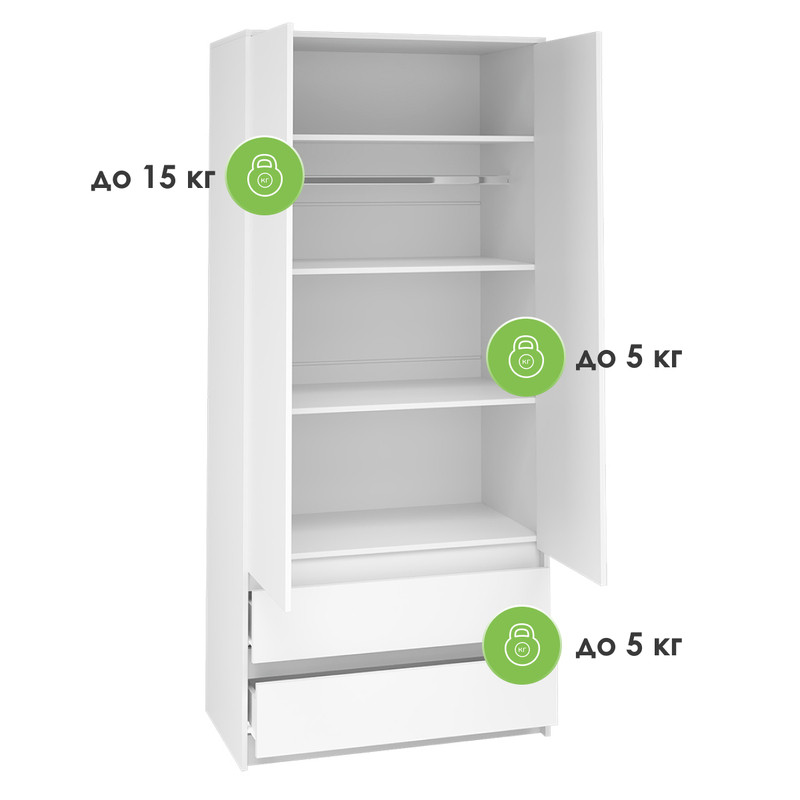 Шкаф, Идена ШК06-900 ЛДСП белое / ЛДСП белое