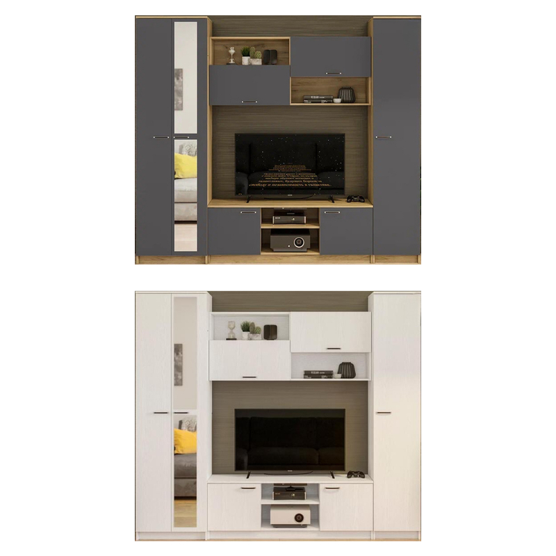 Готовая гостиная, Бертелена дуб крафт серый / серый графит