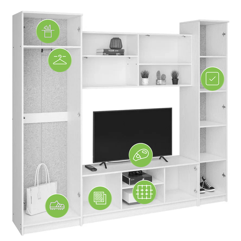 Готовая гостиная, Бертелена дуб крафт серый / серый графит