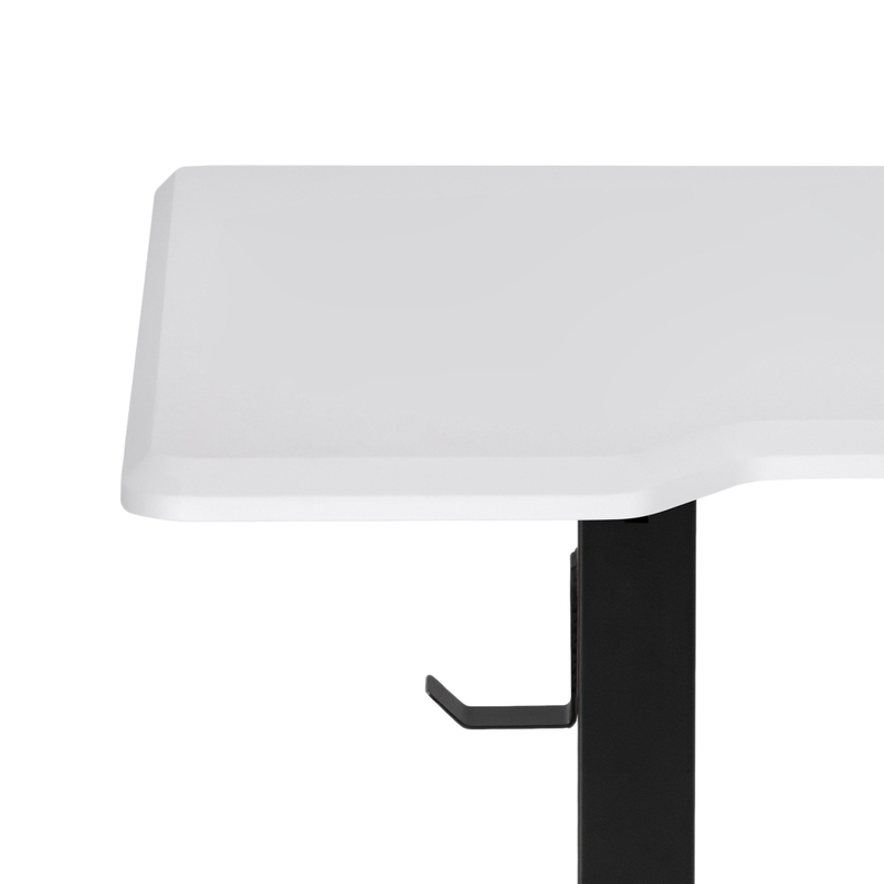 Компьютерный стол, Маркос с механизмом подъема 140х80х75 белая шагрень / черный