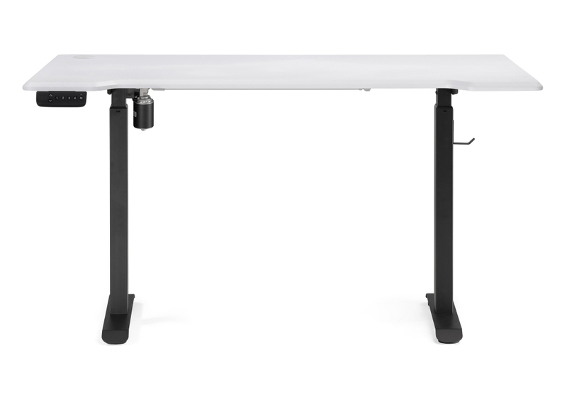 Компьютерный стол, Маркос с механизмом подъема 140х80х75 белая шагрень / черный