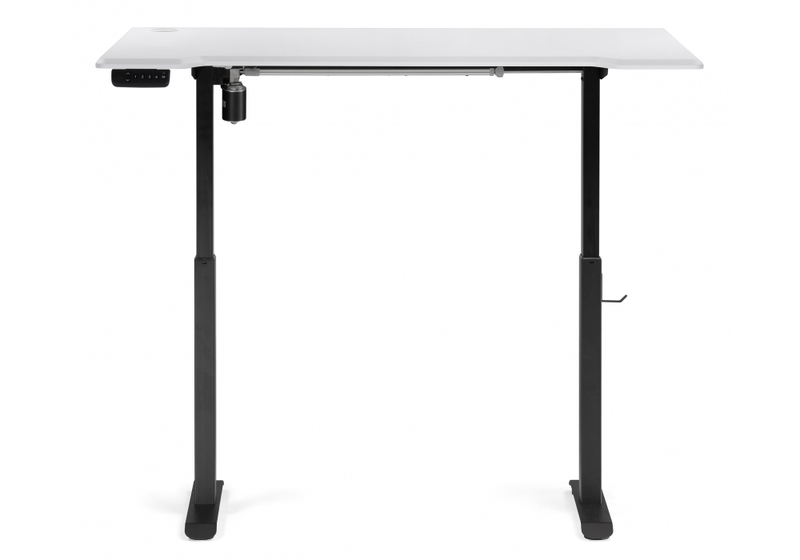 Компьютерный стол, Маркос с механизмом подъема 140х80х75 белая шагрень / черный