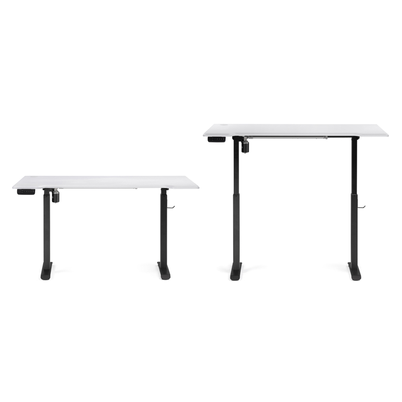 Компьютерный стол, Маркос с механизмом подъема 140х80х75 белая шагрень / черный