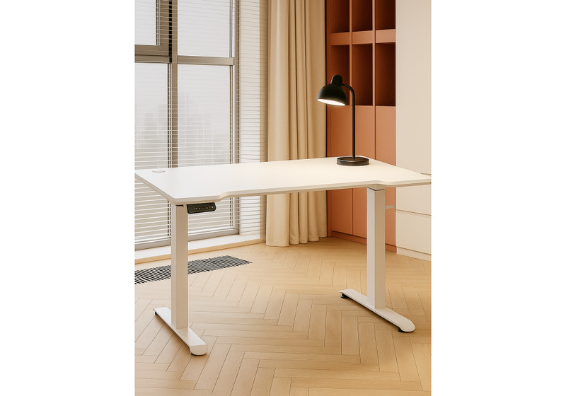 Компьютерный стол, Маркос с механизмом подъема 120х75х75 белый / шагрень белая