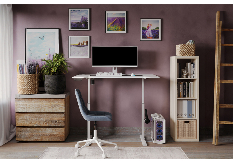 Компьютерный стол, Маркос с механизмом подъема 120х75х75 белый / шагрень белая