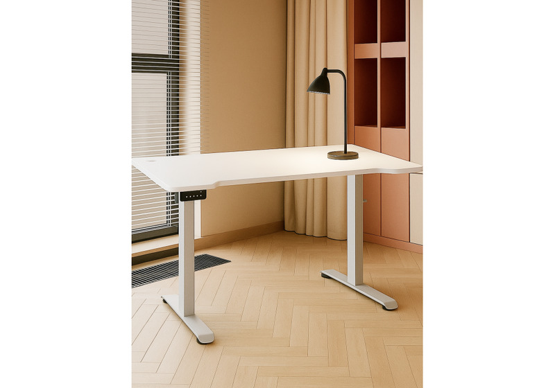 Компьютерный стол, Маркос с механизмом подъема 140х80х75 белый / шагрень белая
