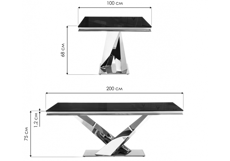 Стол стеклянный, Levon 200x100x75 black
