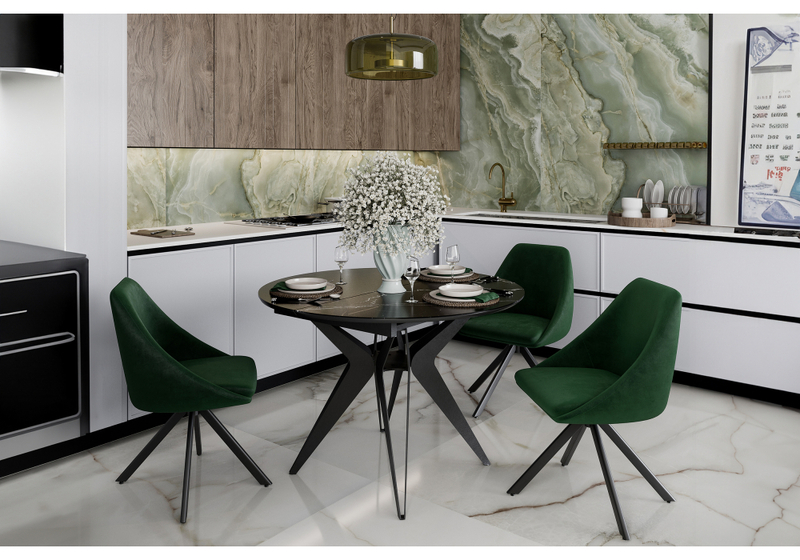 Стул на металлокаркасе, Окленд крутящийся темно-зеленый / черный