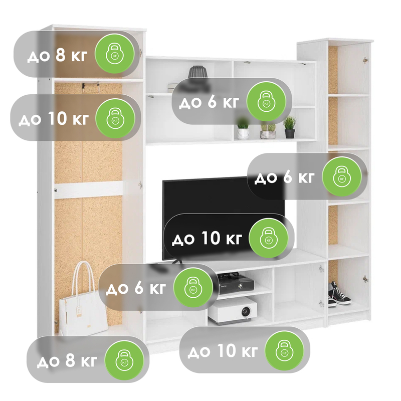 Готовая гостиная, Бертелена белое дерево / белое дерево