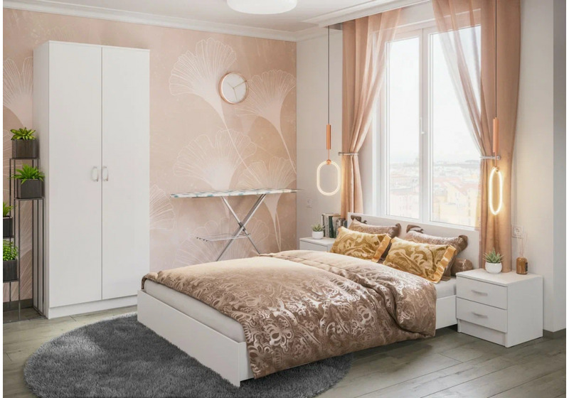 Кровать, Адайн 160х200 белое дерево / белое дерево