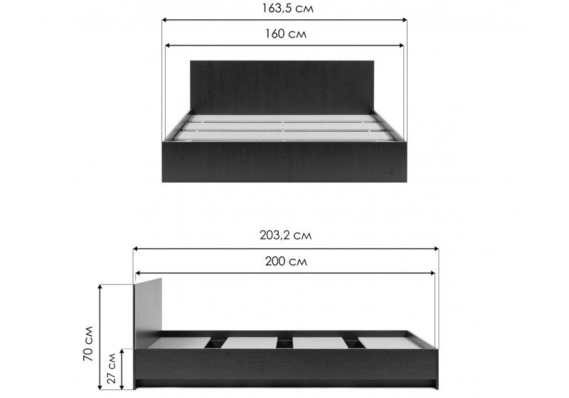 Кровать, Адайн 160х200 венге / венге