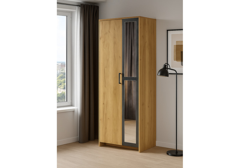 Шкаф, Таика дуб золотой / камень темный