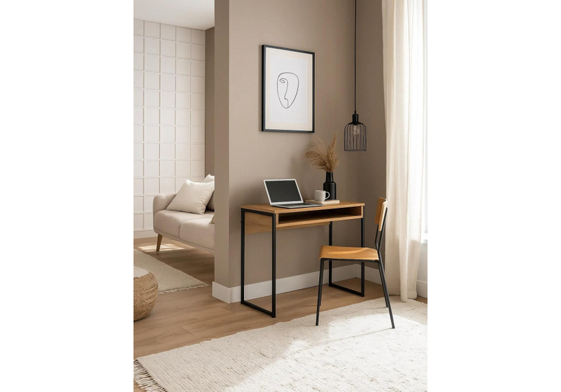 Компьютерный стол, Лео Лофт дуб вотан / черный матовый