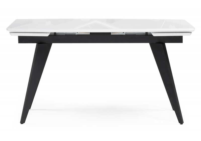 Стол стеклянный, Элис 140(200)х80 белый / черный