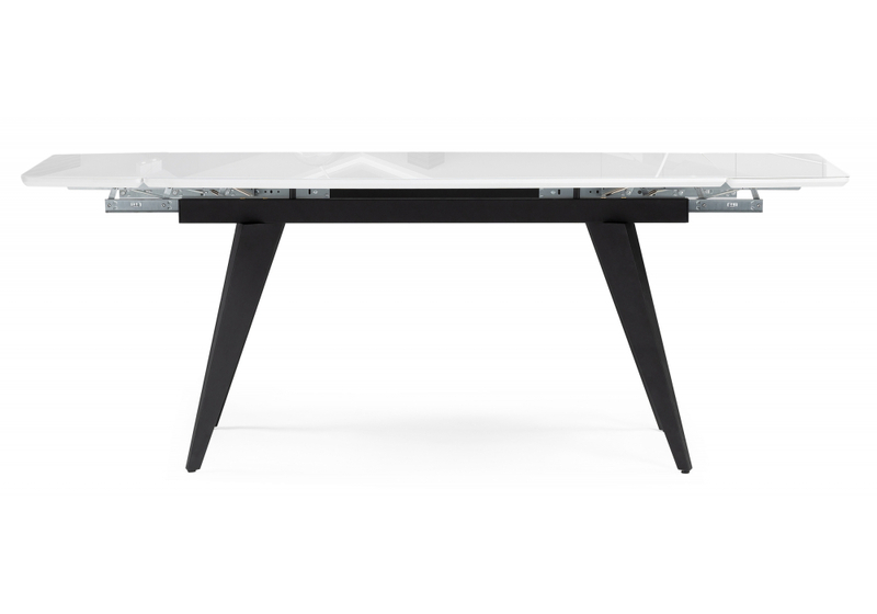 Стол стеклянный, Элис 140(200)х80 белый / черный