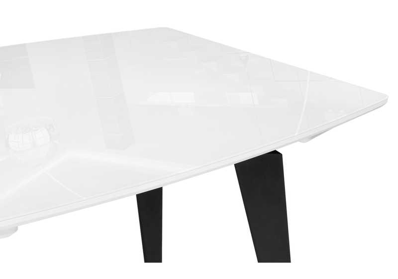 Стол стеклянный, Элис 140(200)х80 белый / черный