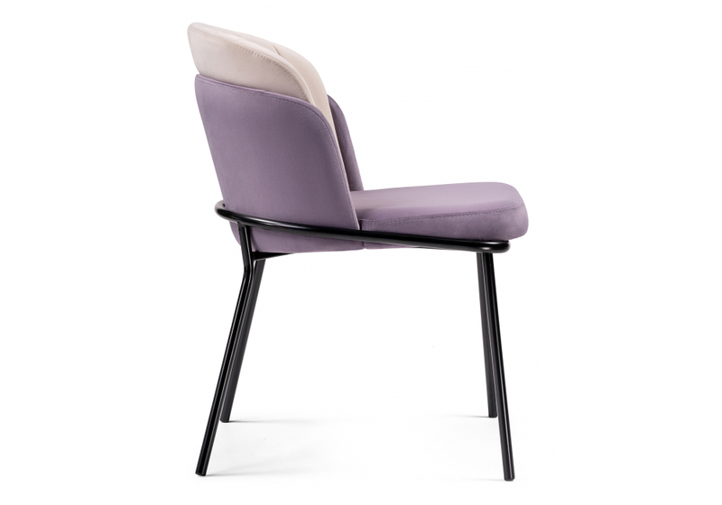 Стул на металлокаркасе, Сиолим сливовый / кремовый / черный глянец