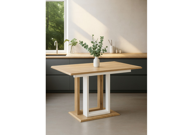 Стол деревянный, Санса 120 дуб монтана / белая шагрень